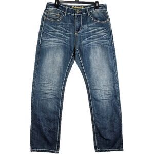 Departed Jeans Mens 34X32 Blue Denim Classic McFadden Ave Straight Whisker Y2k